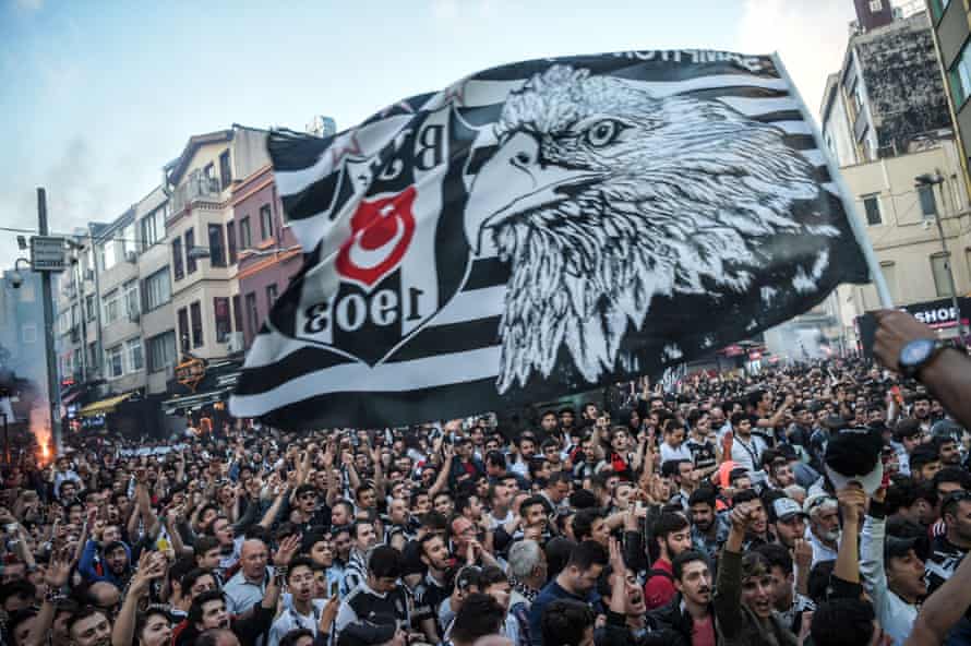 Besiktas fans celebrate their Super Lig title.