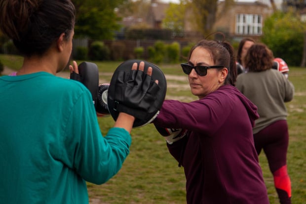Saima Mir spars with a partner at Carl Jackson Martial Arts, south London.