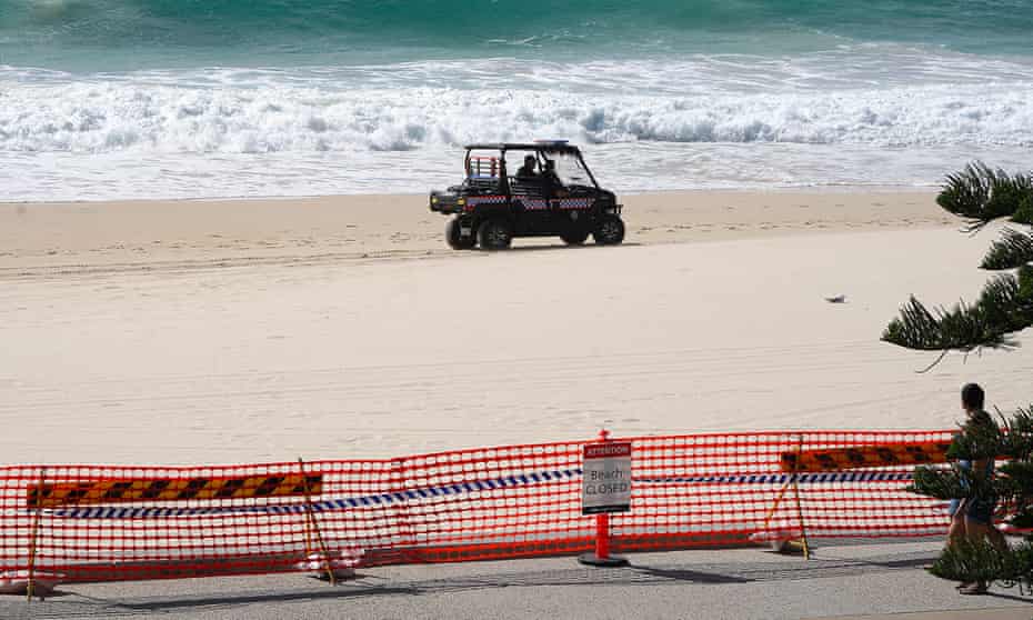 Police patrol Surfers Paradise Beach on Australia’s Gold Coast