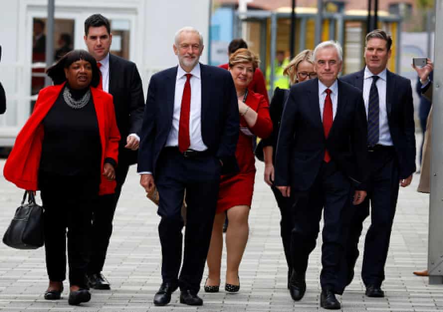 ritain’s Labour Party leader Jeremy Corbyn and members of the shadow cabinet, arrive at the Labour Party Conference in Liverpool