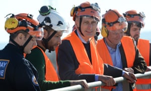 Hammond with members of the white helmets rescue mission.