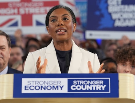 Kemi Badenoch at her press conference earlier.