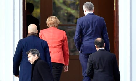 German Chancellor Angela Merkel in Berlin this morning.