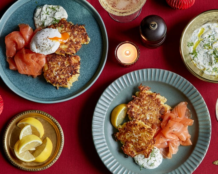 Potato rostis with smoked salmon and horseradish soured cream recipe