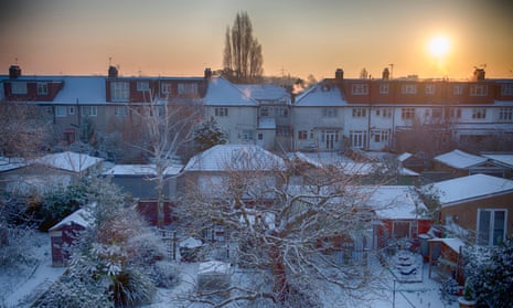 Winter sunrise in Merton, London UK