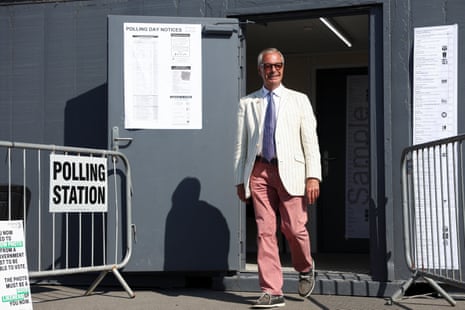 Farage leaving the polling station.