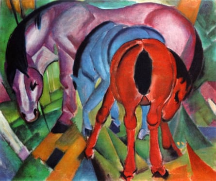 Unforgettable visions … Three Horses, 1912, by Franz Marc.