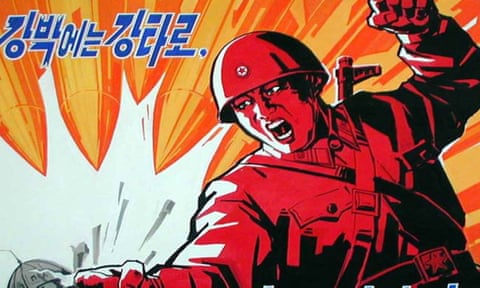 A poster telegraphs North Korea’s military power.