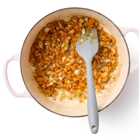 frying the onion and carrot