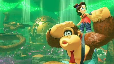 Like a Brit school-trained parrot … Pauline joins DK for the ride in Donkey Kong Bananza.