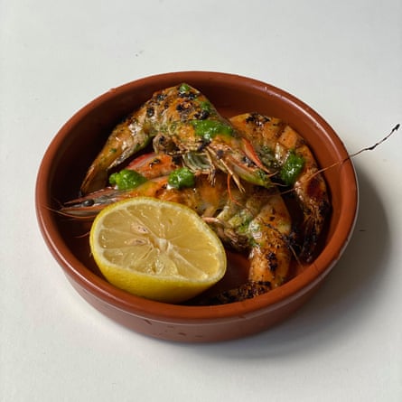 Check the ‘vivid, green garlic and parsley oil’ in Frank Camorra’s garlic prawns