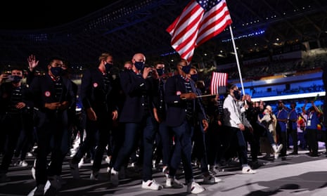 The American team during the Tokyo Olympics opening ceremony, which attracted the lowest viewer numbers in the US since Seoul in 1988.