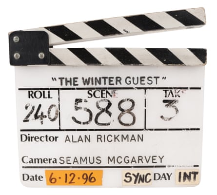 Lots include this clapperboard from Rickman’s directorial debut The Winter Guest.
