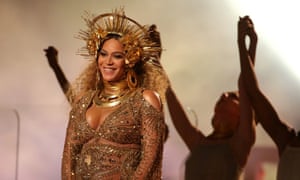A pregnant Beyoncé at the Grammy awards in Los Angeles in February.