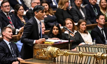 BRITAIN-POLITICS-GOVERNMENT<br>A handout photograph released by the UK Parliament shows Britain's Prime Minister Rishi Sunak speaking during the weekly session of Prime Minister's Questions (PMQs), in the House of Commons in central London, on May 22, 2024. (Photo by UK PARLIAMENT / AFP) / RESTRICTED TO EDITORIAL USE - NO USE FOR ENTERTAINMENT, SATIRICAL, ADVERTISING PURPOSES - MANDATORY CREDIT " AFP PHOTO / UK Parliament" (Photo by -/UK PARLIAMENT/AFP via Getty Images)