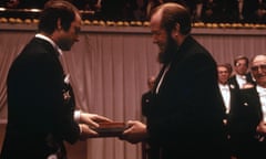 Alexander Solzhenitsyn receives his 1970 Nobel Prize in 1974, after his expulsion from Russia.
