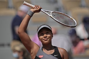 Naomi Osaka celebrated after defeating Teague.