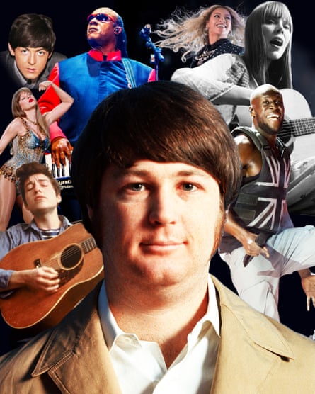 Illustration of Brian Wilson and other artists including Taylor Swift and Paul McCartney