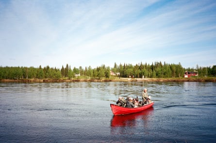 Crossing a river in Sweden