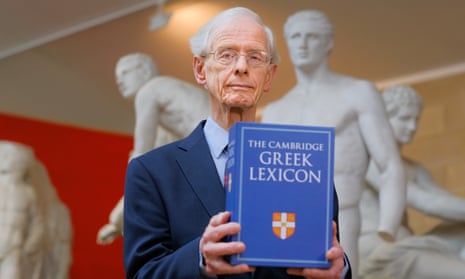 ‘When I was able to sign off the final proofs ... I literally wept with joy’ ... Professor James Diggle, holding the Cambridge Greek Lexicon.
