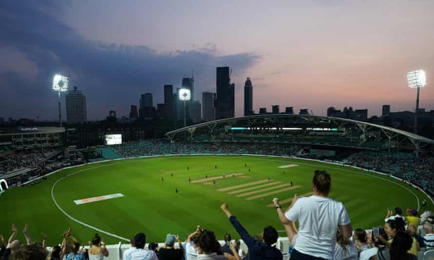 Fans at the end of the opening women’s Hundred match at the Oval.