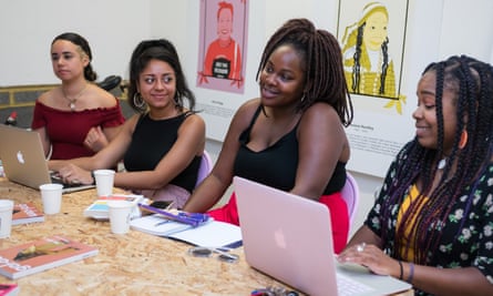 The gal-dem editorial team. Leyla Reynolds, Micha Frazer-Carroll (second left), Kuba Shand-Baptiste and Niellah Arboine.