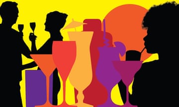 Illustration showing people drinking cocktails
