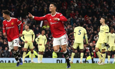 Cristiano Ronaldo after his second-half penalty put Manchester United ahead for the second time