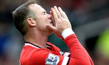 Wayne Rooney shows his anguish after a miss against Swansea in 2014.