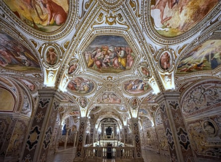 Intricate decorations inside a cathedral