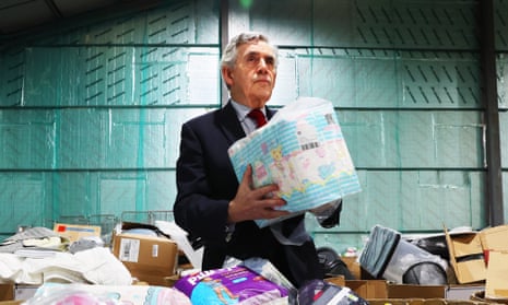 Gordon Brown at a food bank project in his old Fife constituency.