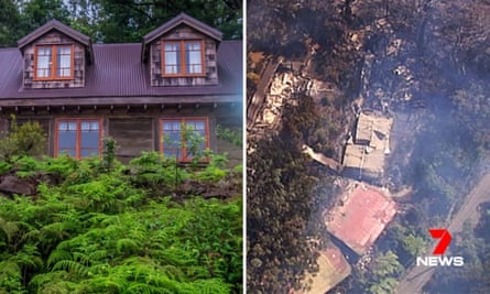 Heritage listed Binna Burra lodge in the Gold Coast Hinterland rainforest, before and after it was destroyed by fire