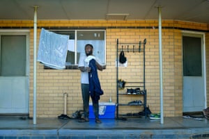 A man standing at fruit picking accommodation