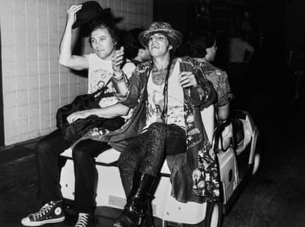 with Steven Van Zandt backstage at an Amnesty International benefit concert in 1986.