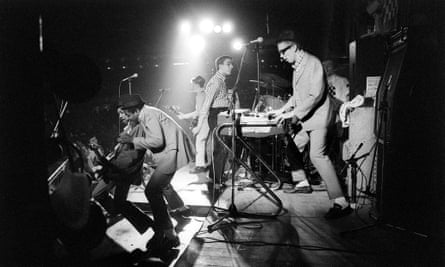 The Specials on stage, June 1980 (l-r): Lynval Golding, Neville Staple, Roddy Radiation, Terry Hall, Jerry Dammers, John Bradbury.