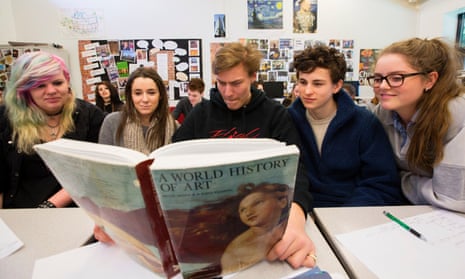 Students study for AS level history of art at Goldalming College, Surrey, 2014. 