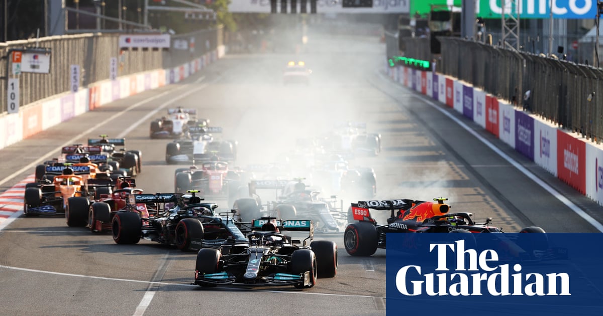 Pérez wins dramatic Azerbaijan GP after Verstappen crash and Hamilton blunder