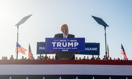 Donald Trump Holds First Rally Of 2024 Presidential Campaign<br>WACO, TEXAS - MARCH 25: Former U.S. President Donald Trump speaks during a rally at the Waco Regional Airport on March 25, 2023 in Waco, Texas. Former U.S. president Donald Trump attended and spoke at his first rally since announcing his 2024 presidential campaign. Today in Waco also marks the 30 year anniversary of the weeks deadly standoff involving Branch Davidians and federal law enforcement. 82 Davidians were killed, and four agents left dead. (Photo by Brandon Bell/Getty Images)