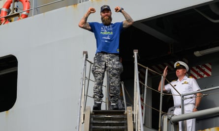 Aurimas Mockus disembarks HMAS Choules