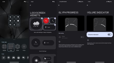 Screenshots of Nothing OS 2 from the Nothing Phone 2.