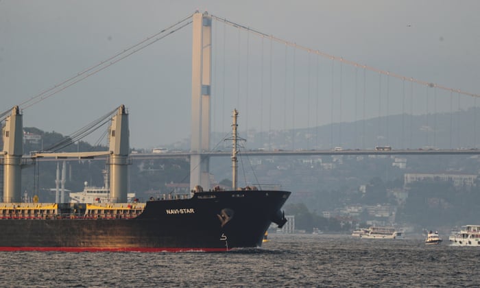 Grain carrying ship that departed from Ukraine on Sunday, carrying 33,000 tons of corn to Ireland. 