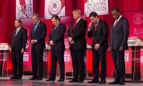the moment when the candidates held a moment of silence for Associate Justice Antonin Scalia