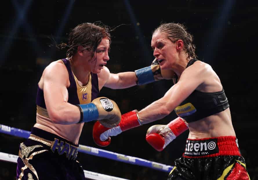Katie Taylor goes up against Delfine Persoon at Madison Square Garden in 2019.