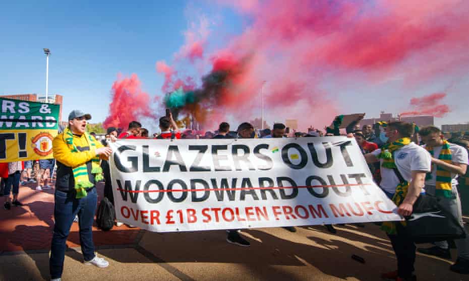 Manchester United fans protest against the club’s ownership.