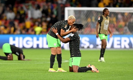 Osinachi Ohale and Onome Ebi at the full-time whistle.