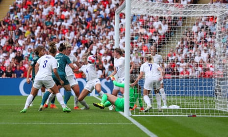 The goal mouth melée in the 25th minute of the England v Germany final