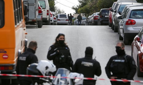 Police at the scene of the shooting in Alimos, Athens