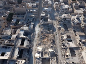 An aerial view of the Tariq al-Bab bombing