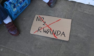 A protests agains the Rwanda bill at Downing Street earlier this month