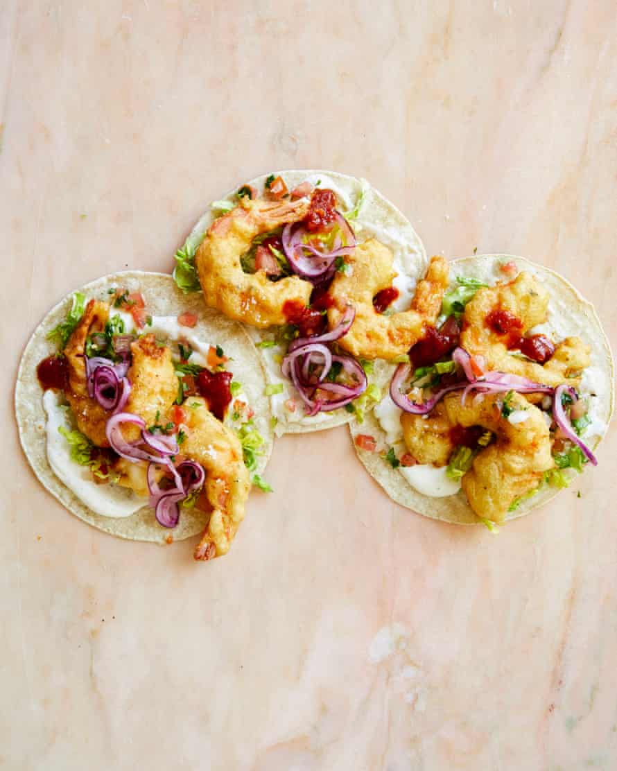 Prawn tacos, pico de gallo and pickled red onions: Karla Zazueta’s Mexican recipes | Food 2 Karla Zazueta Baja prawns tacos
